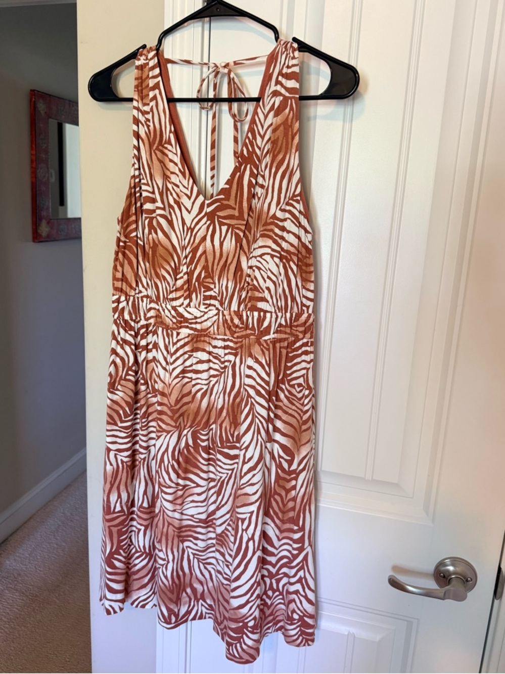 Soma White and Rust Zebra-Print Sleeveless Dress-WORN ONCE
